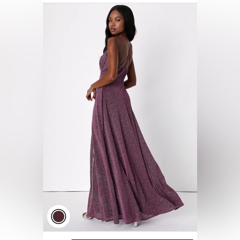 Lulus Truly Dazzling Magenta Multi Glitter Sleeveless Maxi Dress - Picture 2 of 3